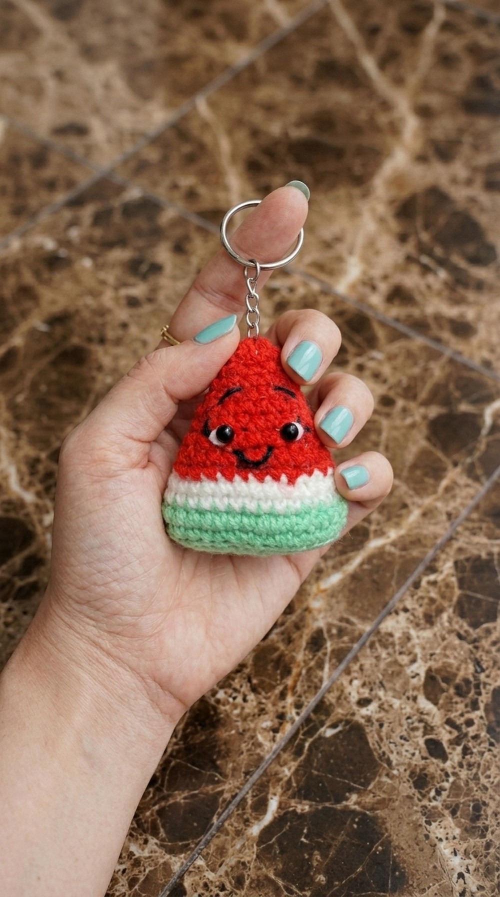 Crochet Watermelon Keychain Pattern 6