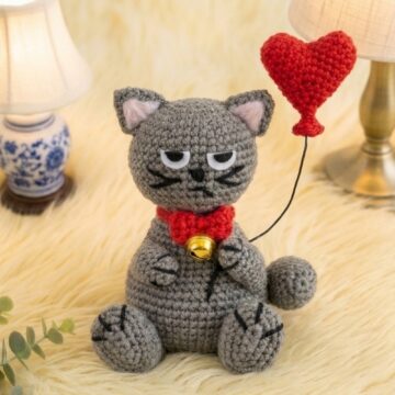 Crochet Amigurumi Cat Heart Balloon Pattern 6