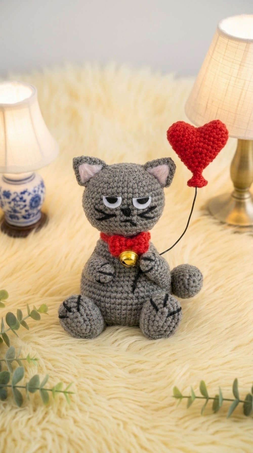 Crochet Amigurumi Cat Heart Balloon Pattern 6