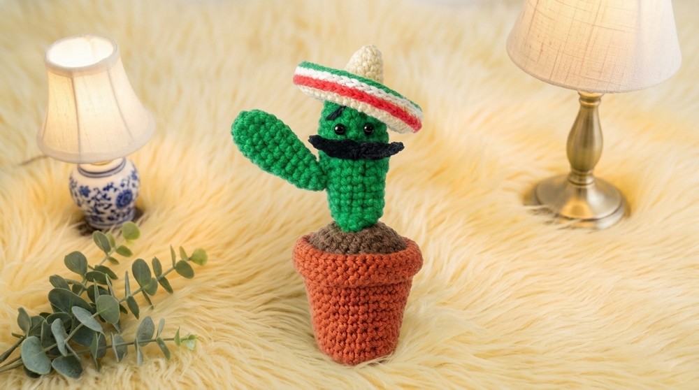 Crochet Cactus Con Sombrero Pattern 5