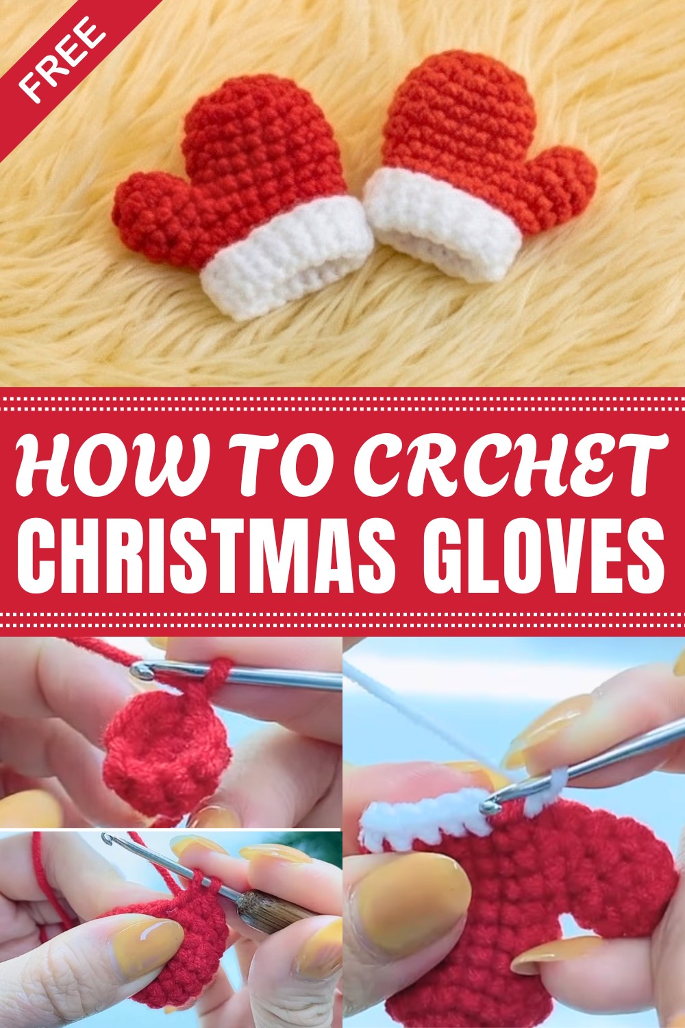 Crochet Christmas Gloves Pattern