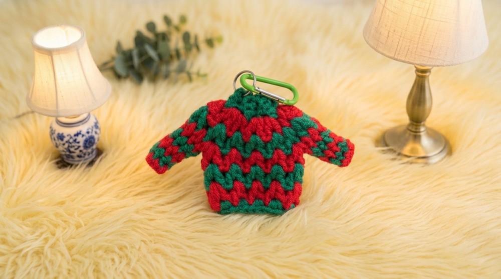Crochet Christmas Sweater Keychain Pattern 4