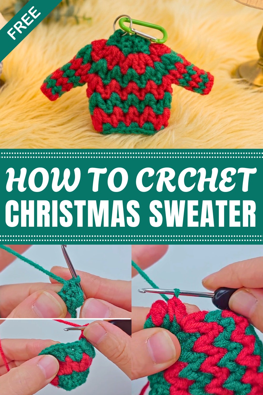 Crochet Christmas Sweater Keychain Pattern