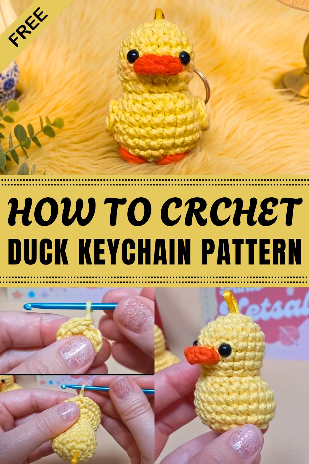 Crochet Duck Keychain Pattern