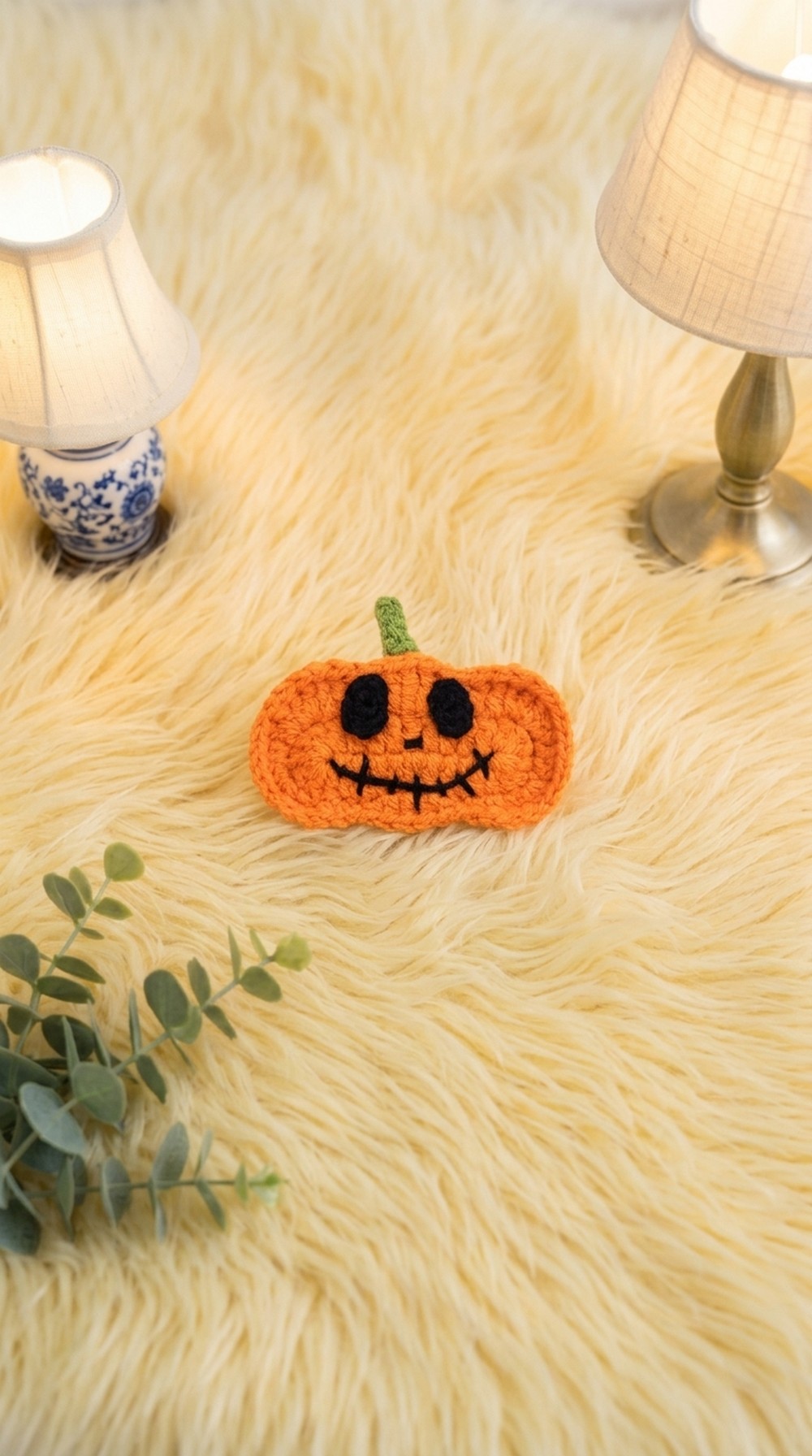 Crochet Halloween Pumpkin Hair Clip Pattern 5