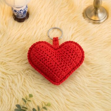 Crochet Heart Keychain Pattern 5