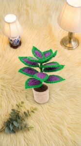 Crochet Pot With Leaves Pattern 6