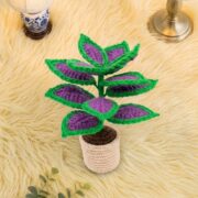 Crochet Pot With Leaves Pattern 6