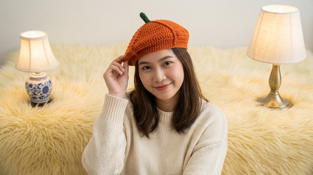 Crochet Pumpkin Beret Hat Pattern 4