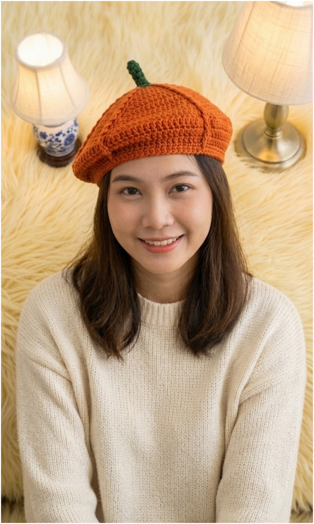 Crochet Pumpkin Beret Hat Pattern 5
