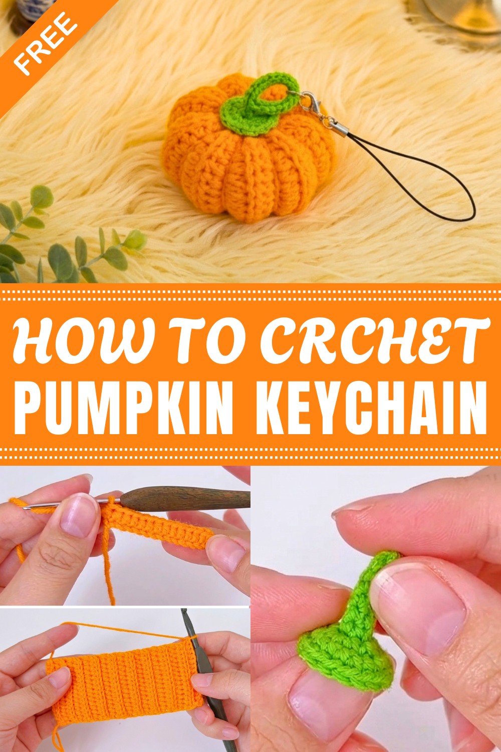 Crochet Pumpkin Keychain Pattern