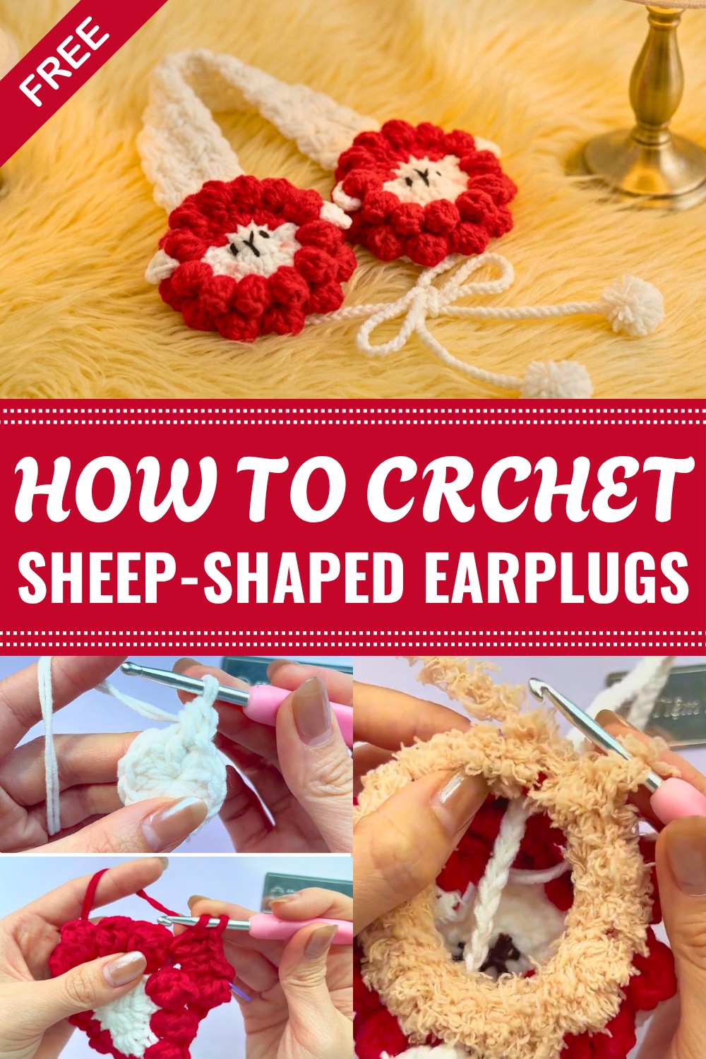 Crochet Sheep-shaped Earplugs Pattern