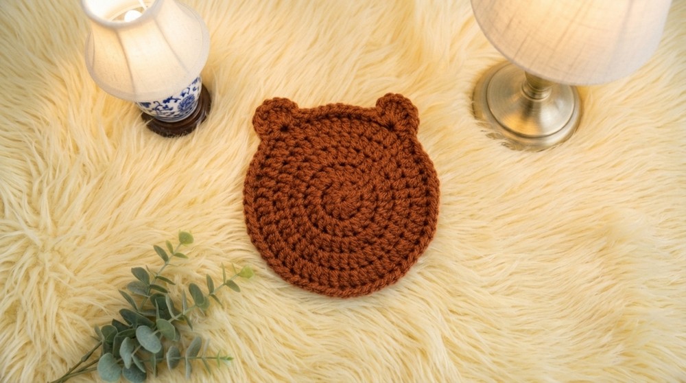 Crochet Teddy Bear Coaster Pattern 4