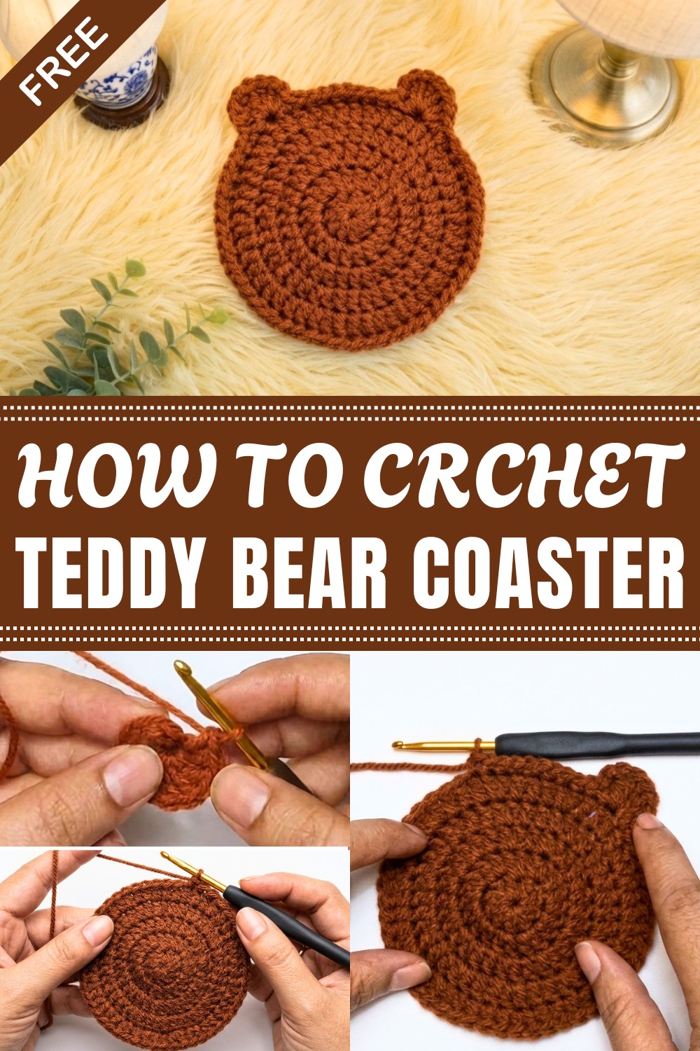 Crochet Teddy Bear Coaster Pattern
