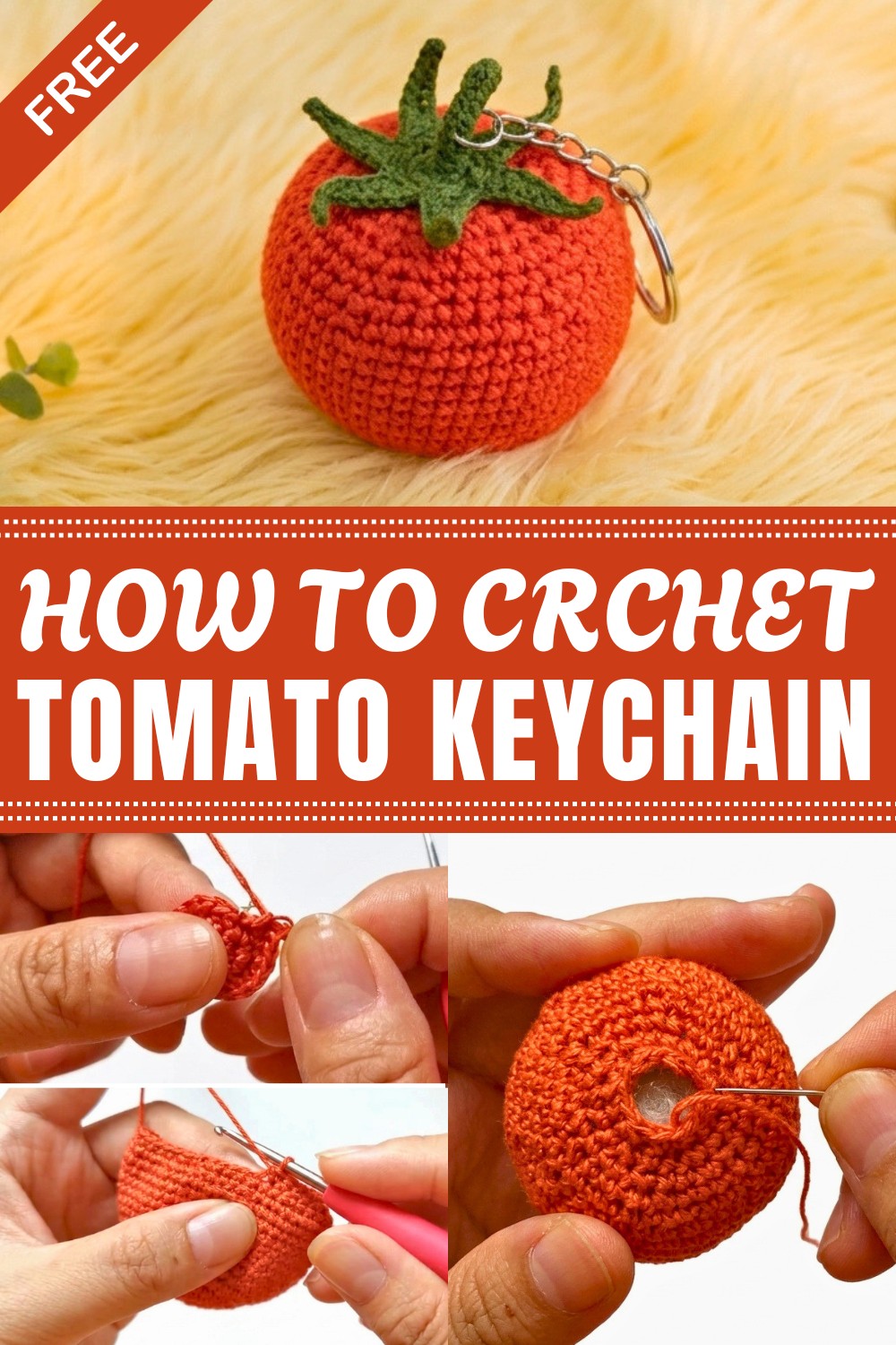 Crochet Tomato Keychain Pattern