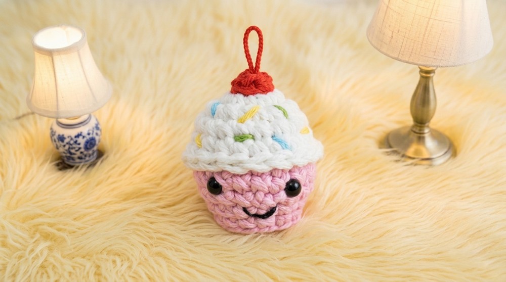 Crochet Cupcake Keychain Pattern 4
