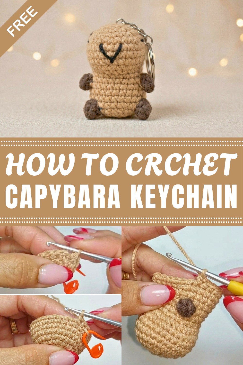 Crochet Capybara Keychain Pattern