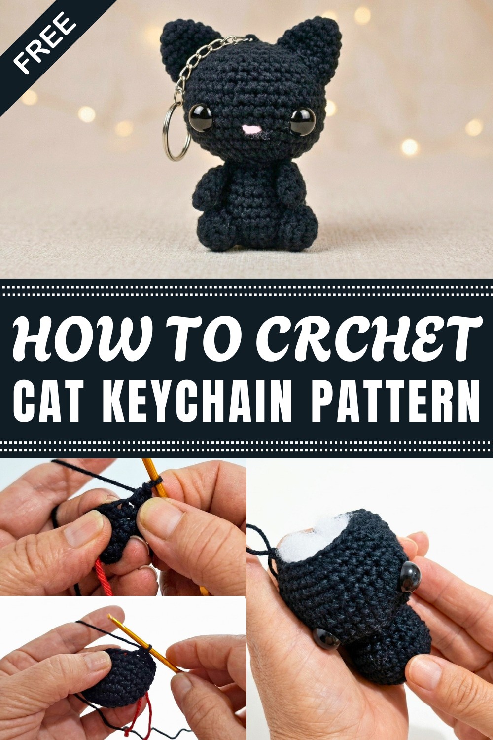 Crochet Cat Keychain Pattern
