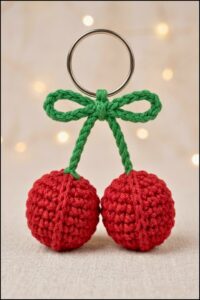 Crochet Cherry Keychain Pattern 5