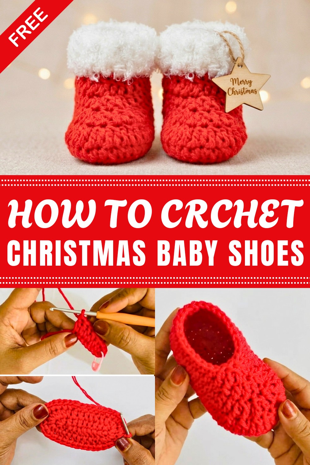 Crochet Christmas Baby Shoes Pattern