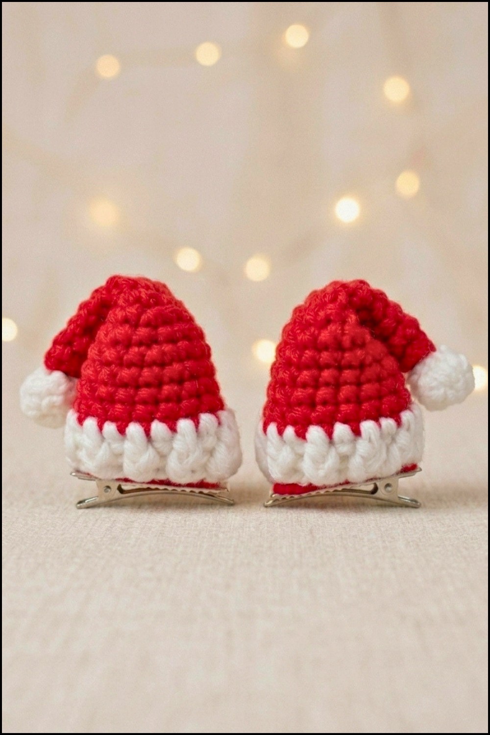 Crochet Christmas Hat Hair Clips Pattern 5