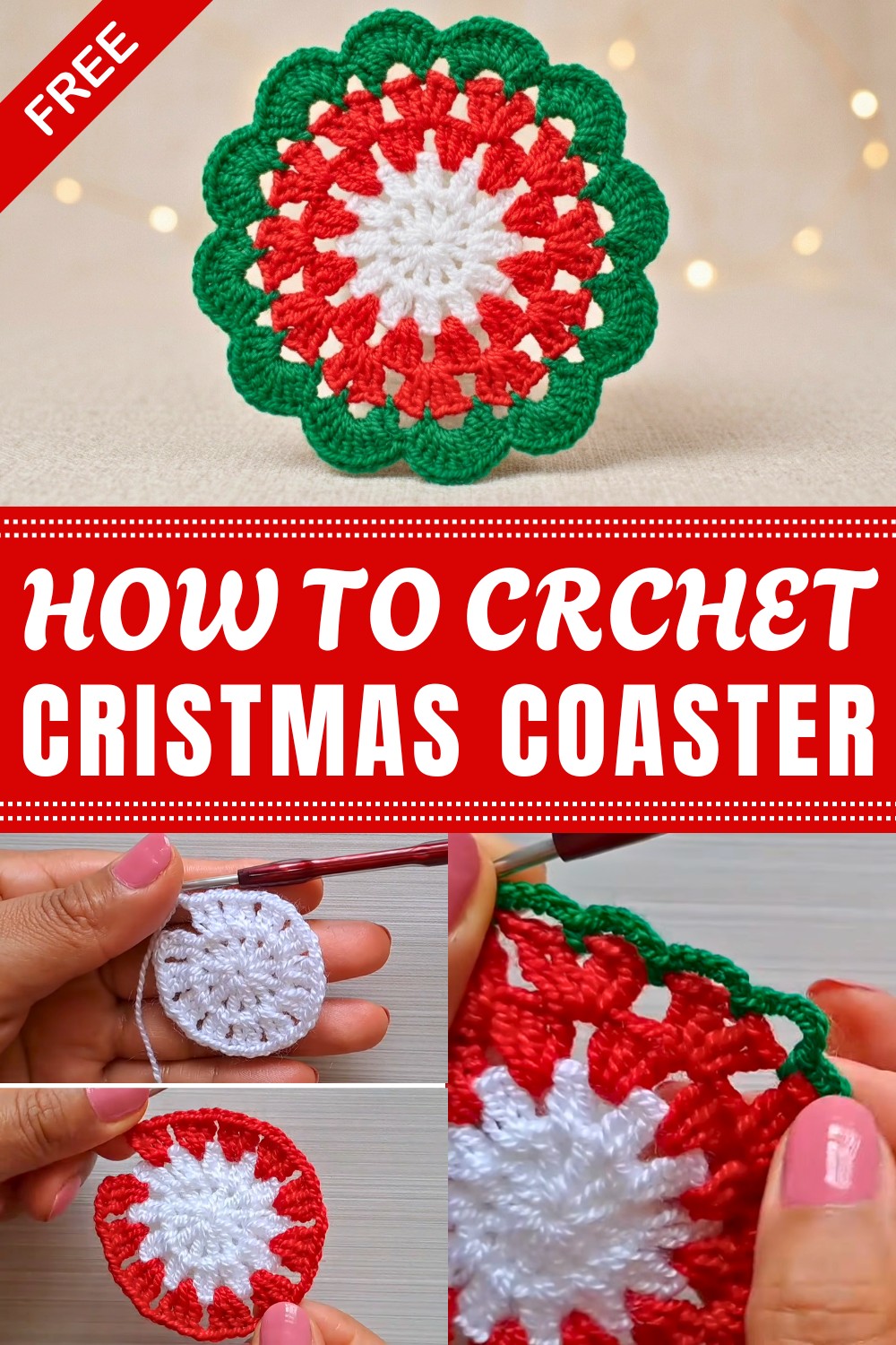 Crochet Cristmas Coaster Pattern