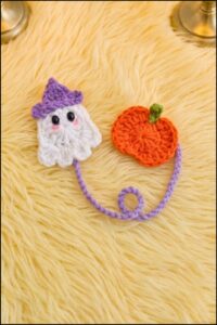 Crochet Ghost Pumpkin Bookmark Pattern 5