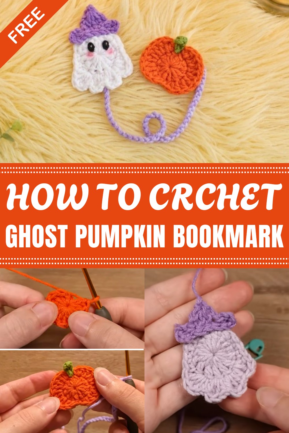 Crochet Ghost Pumpkin Bookmark Pattern
