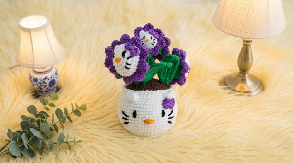 Crochet Hello Kitty Flower Pot Pattern 4