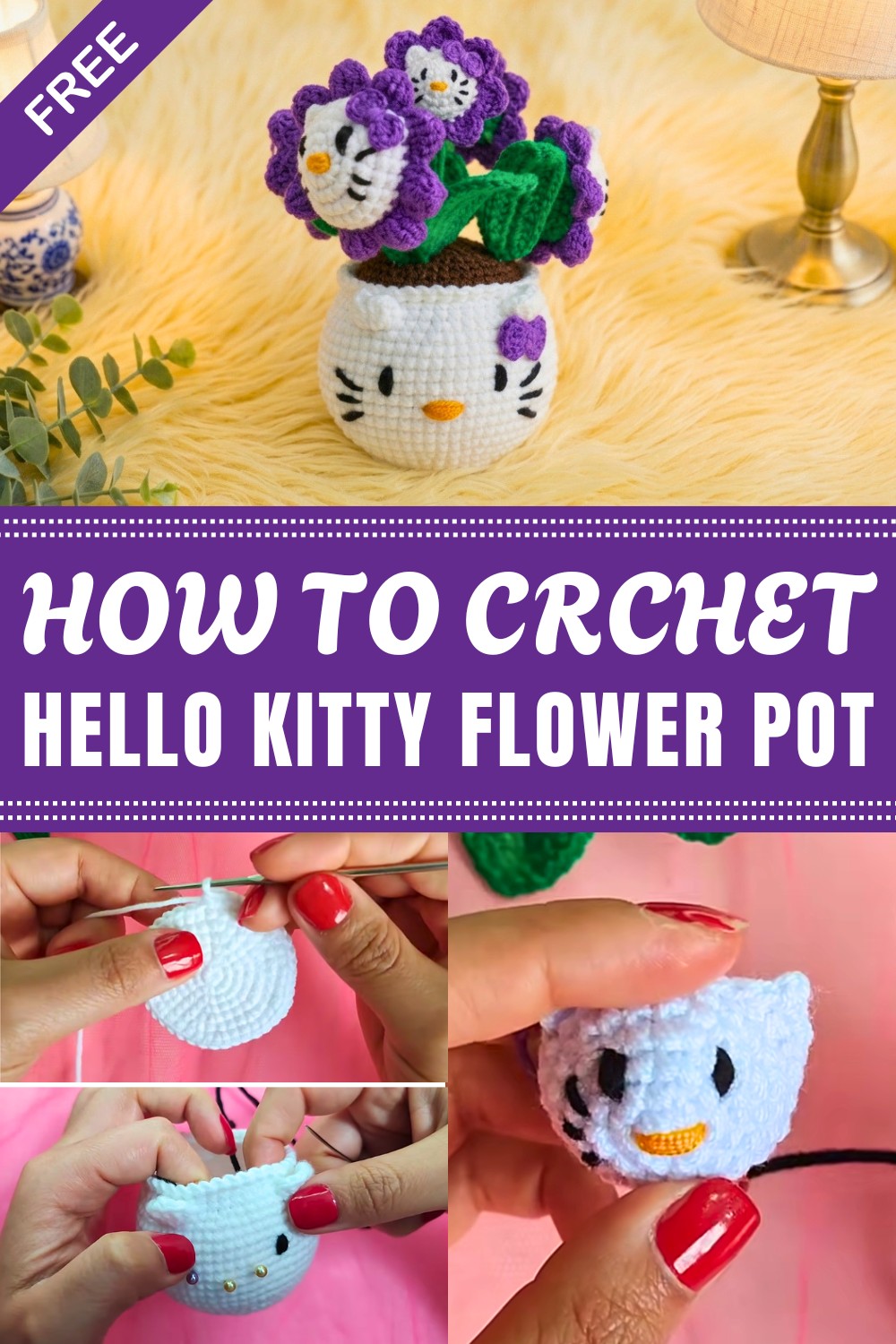 Crochet Hello Kitty Flower Pot Pattern