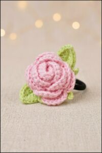 Crochet Mini Rose Hair Tie Pattern 5