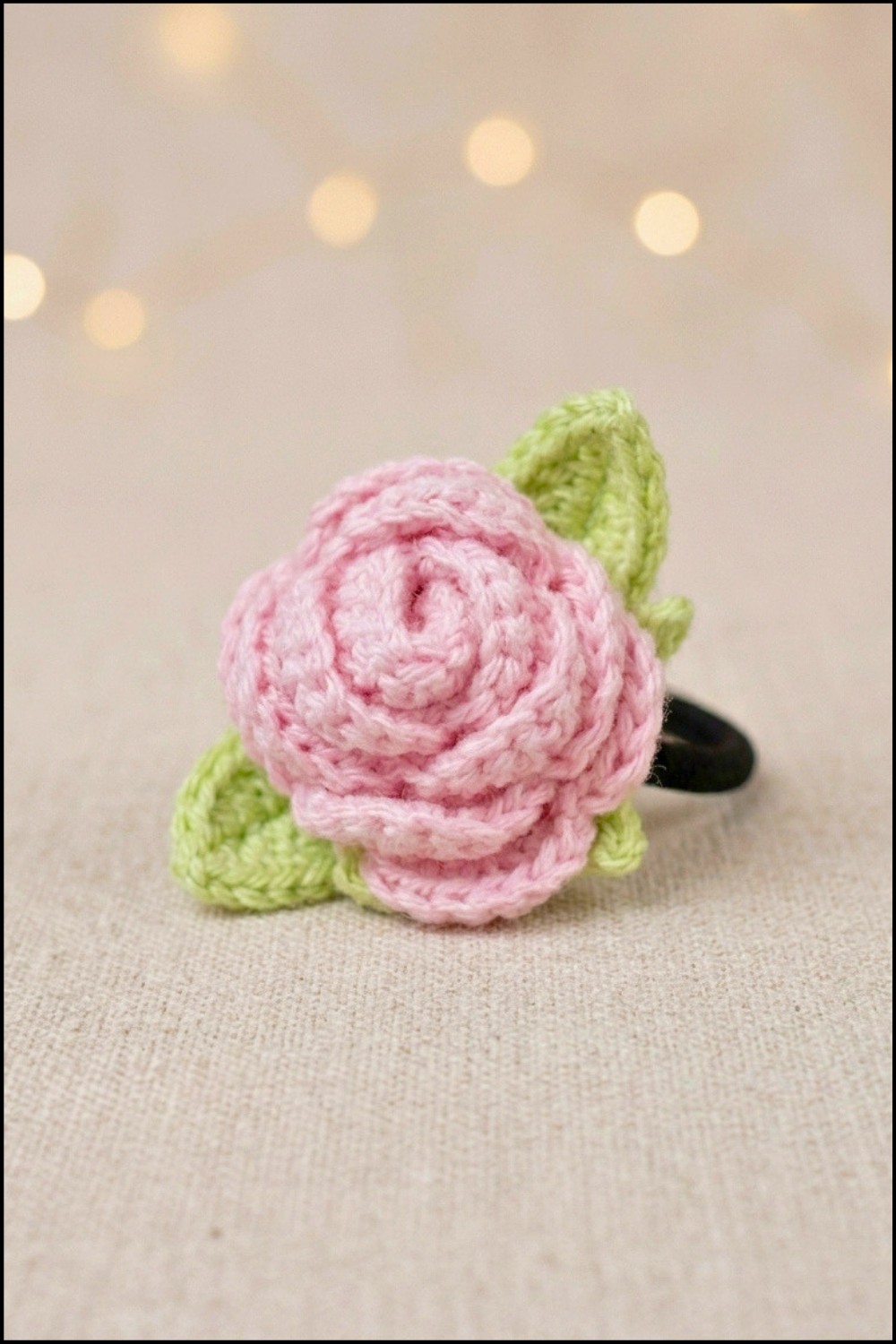 Crochet Mini Rose Hair Tie Pattern 5