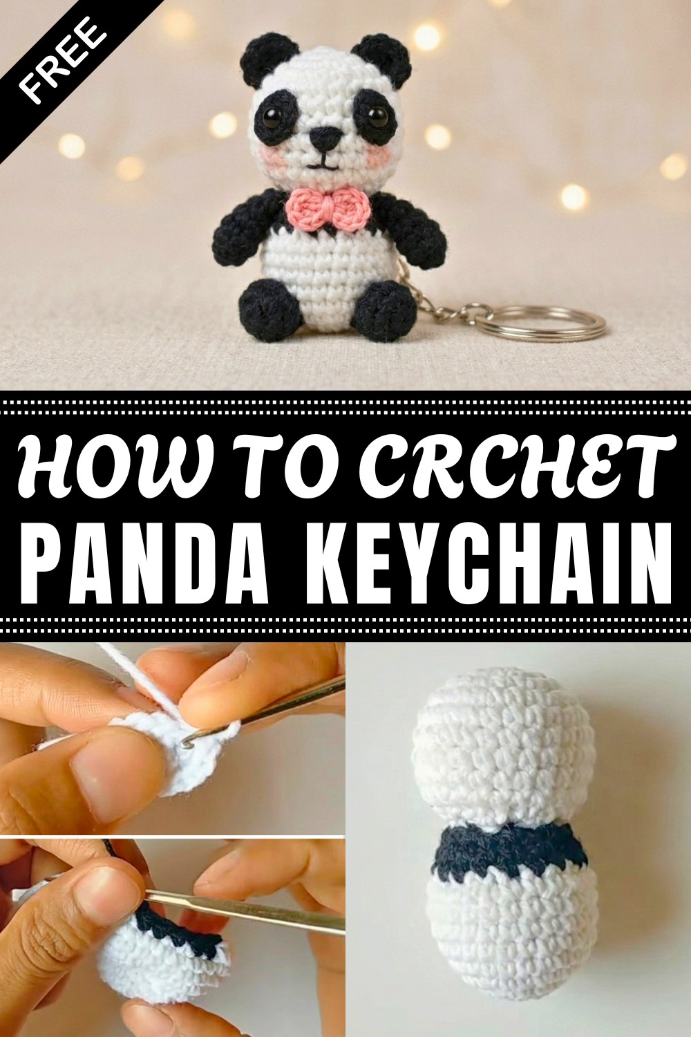 Crochet Panda Keychain Pattern