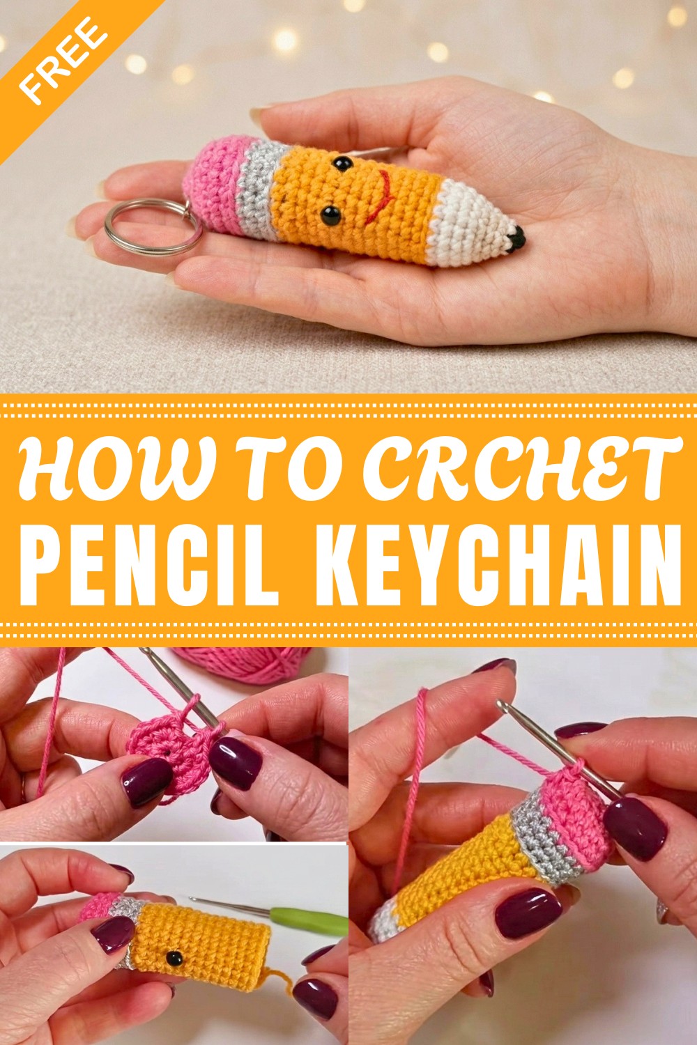 Crochet Pencil Keychain Pattern