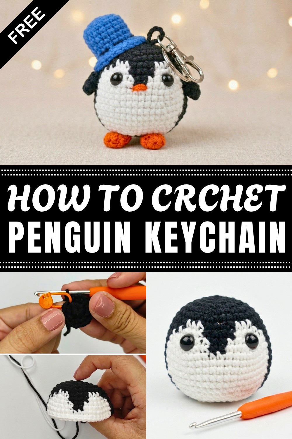 Crochet Penguin Keychain Pattern