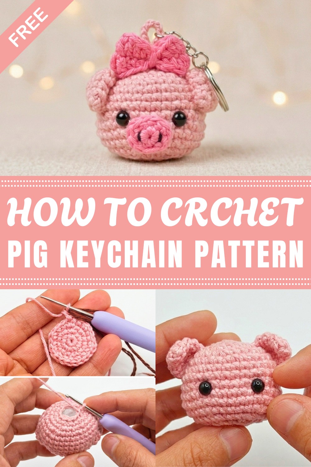 Crochet Pig Keychain Pattern