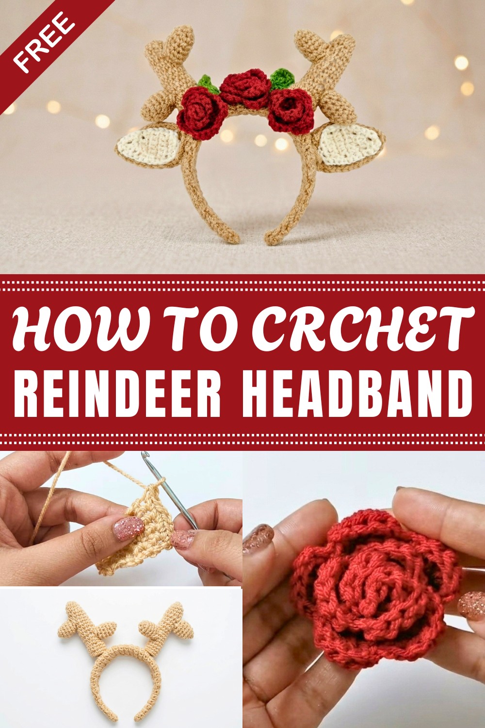 Crochet Reindeer Headband Pattern