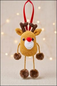 Crochet Reindeer Ornament Pattern 5