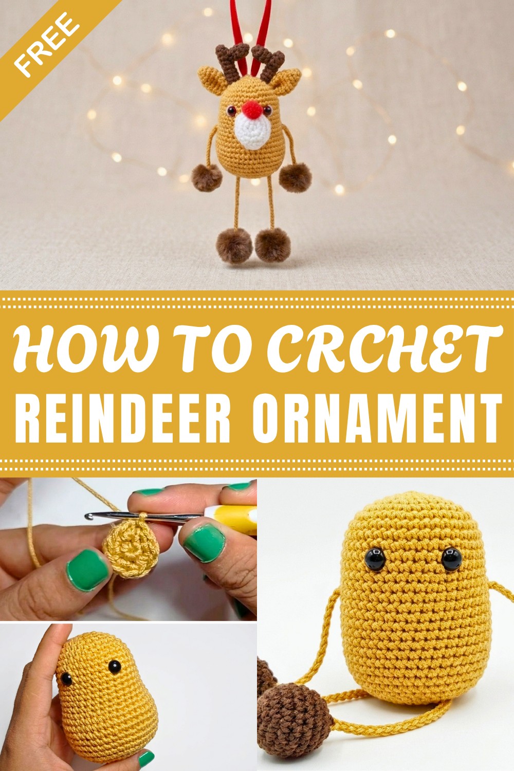 Crochet Reindeer Ornament Pattern