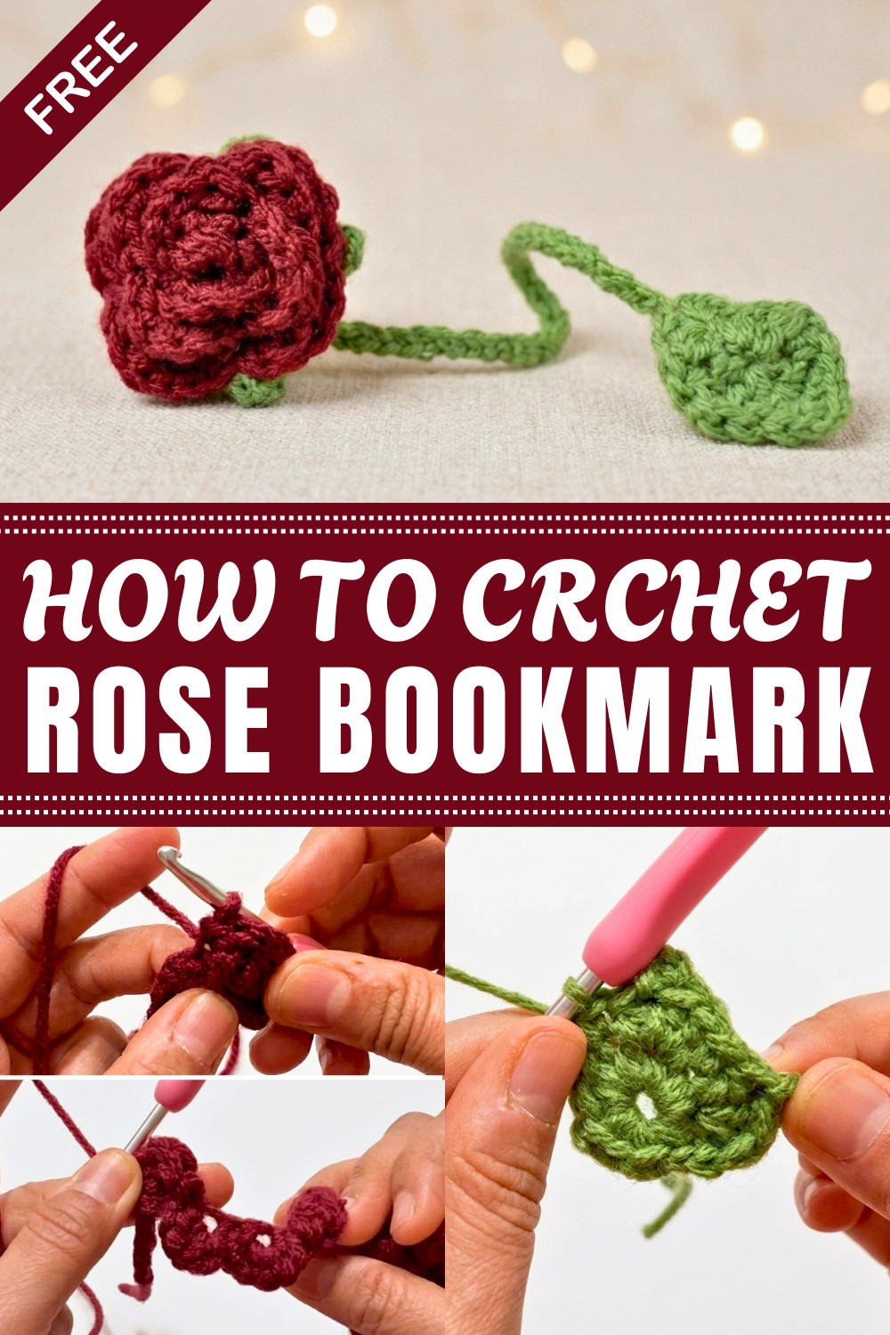 Crochet Rose Bookmark Pattern