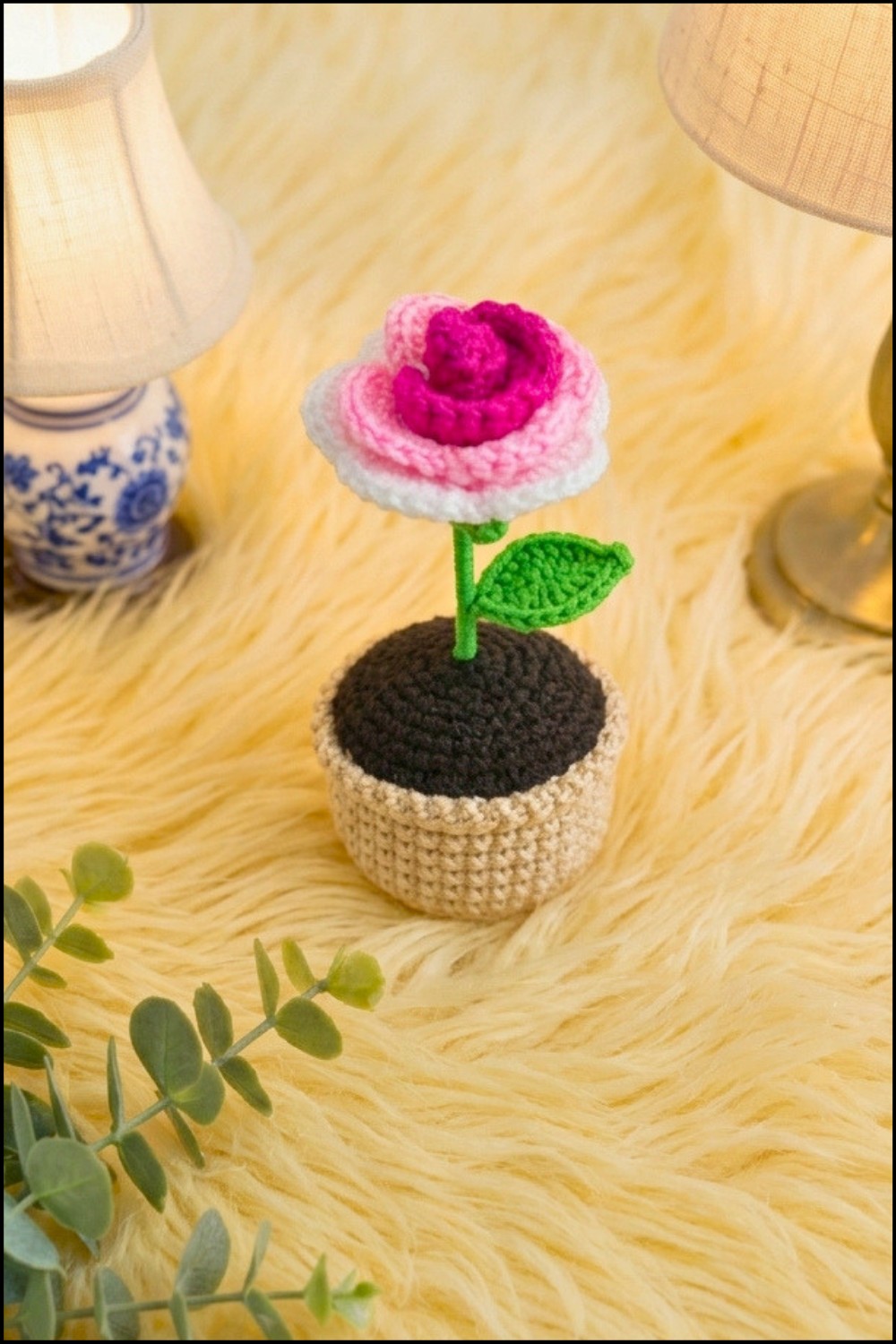 Crochet Rose Pot Pattern 5