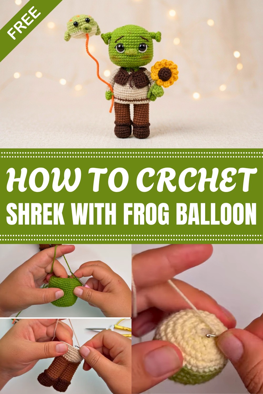 Crochet Shrek With Frog Balloon Pattern