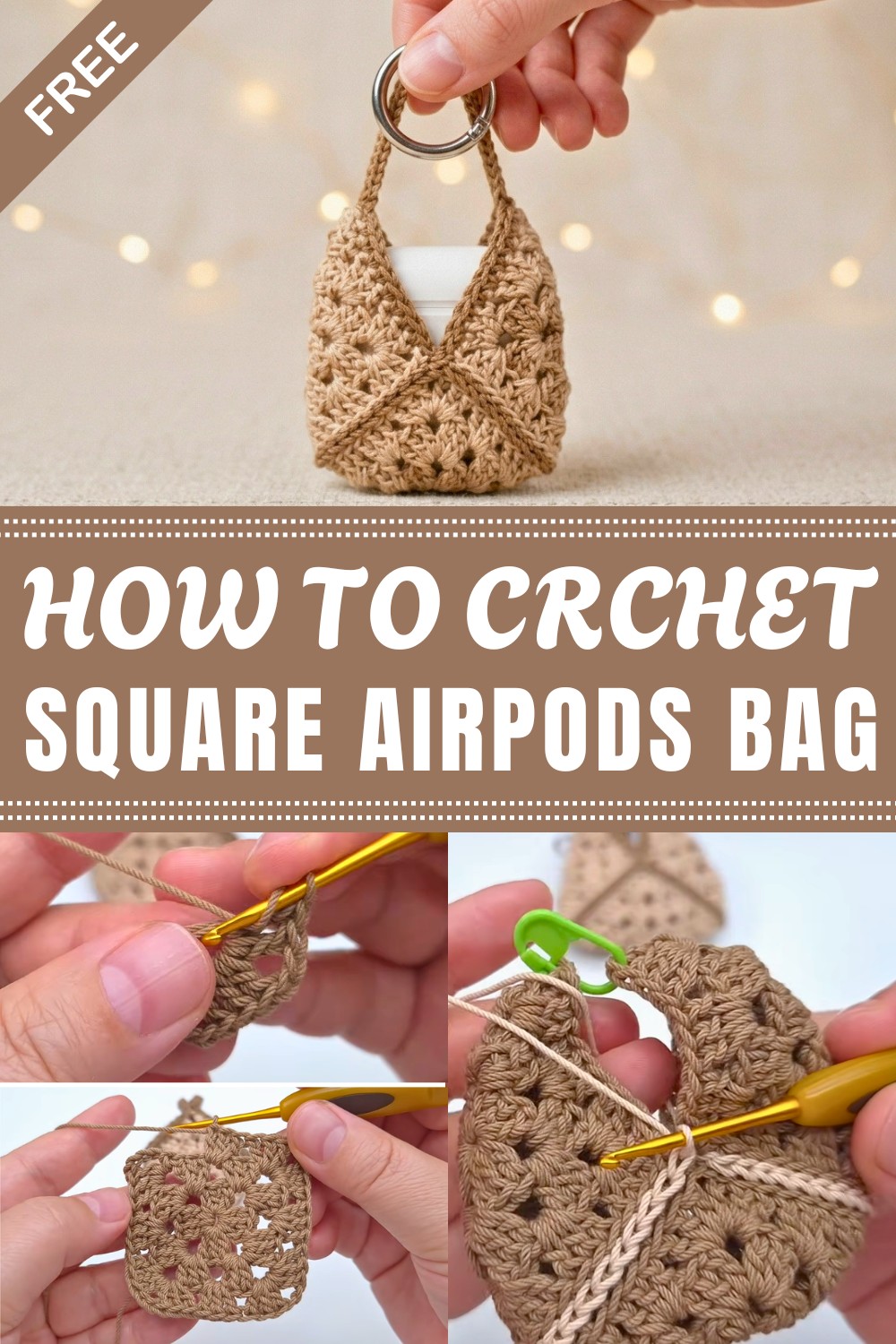 Crochet Square AirPods Bag Pattern
