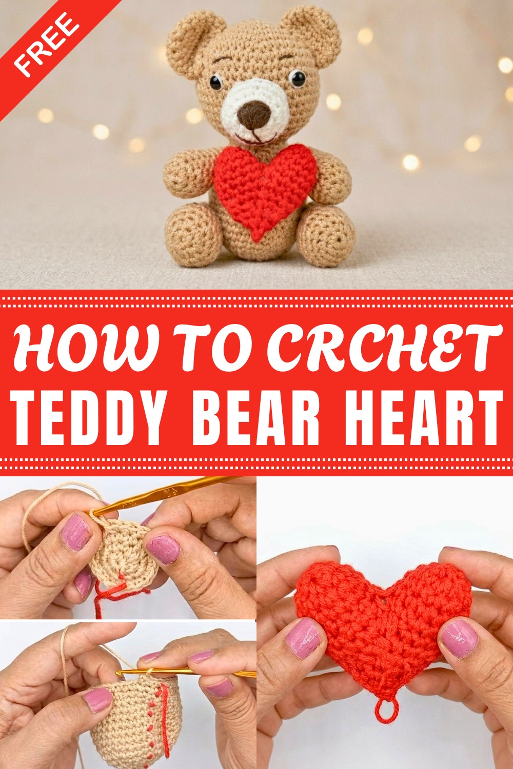 Crochet Teddy Bear Heart Pattern