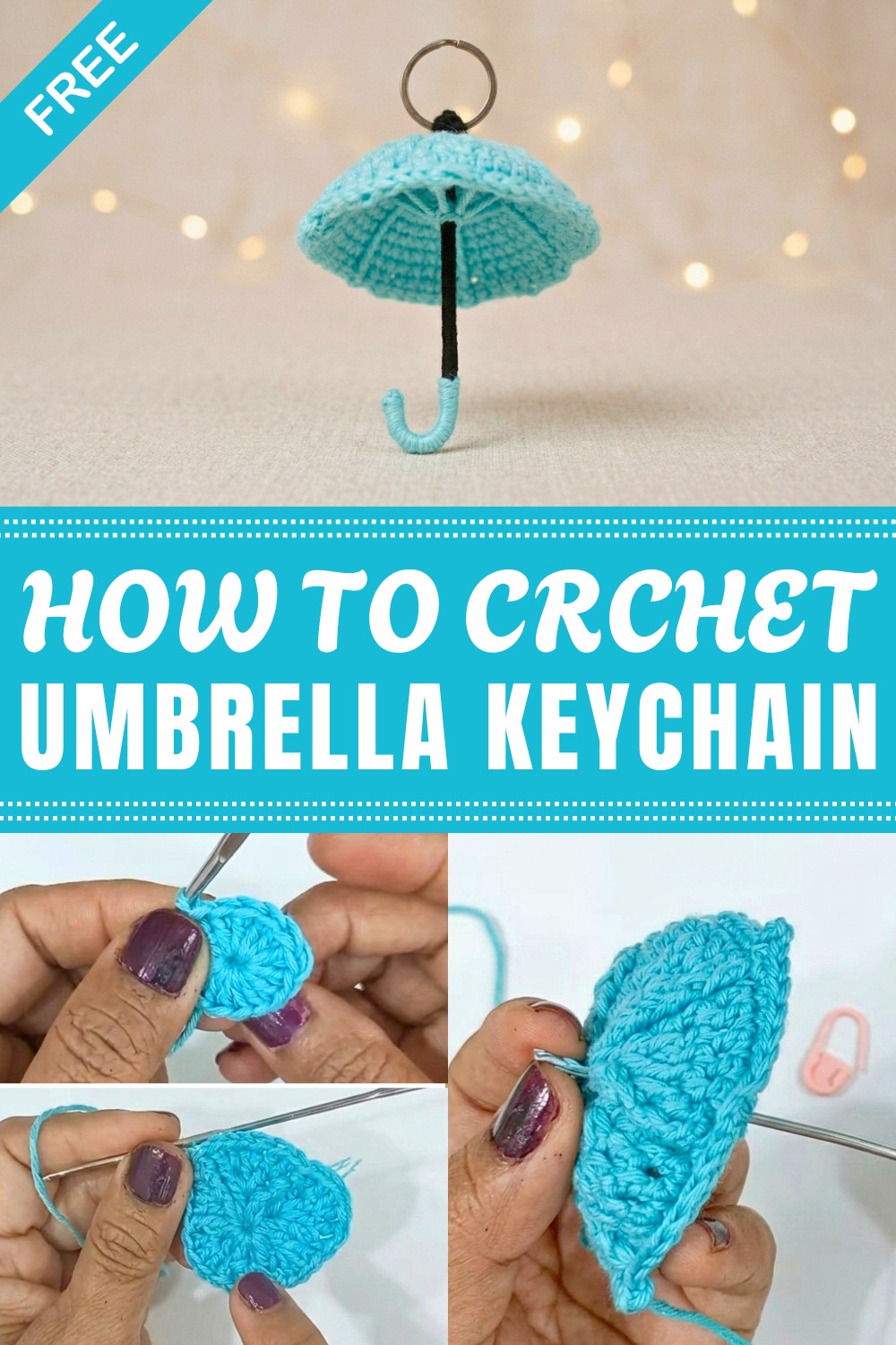 Crochet Umbrella Keychain Pattern