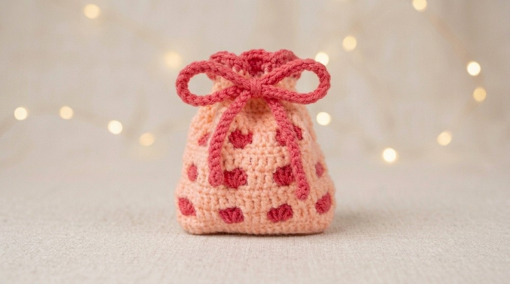 Crochet Heart Drawstring Bag Pattern 4