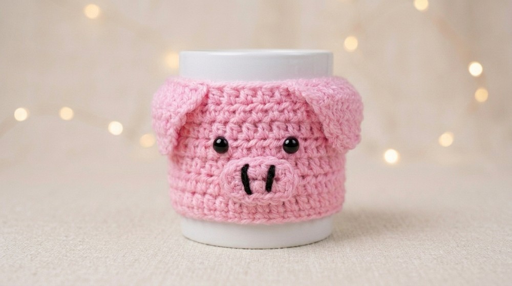 Crochet Pig Cup Cozy Pattern 4