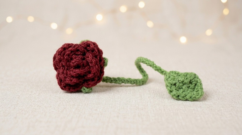 Crochet Rose Bookmark Pattern 4