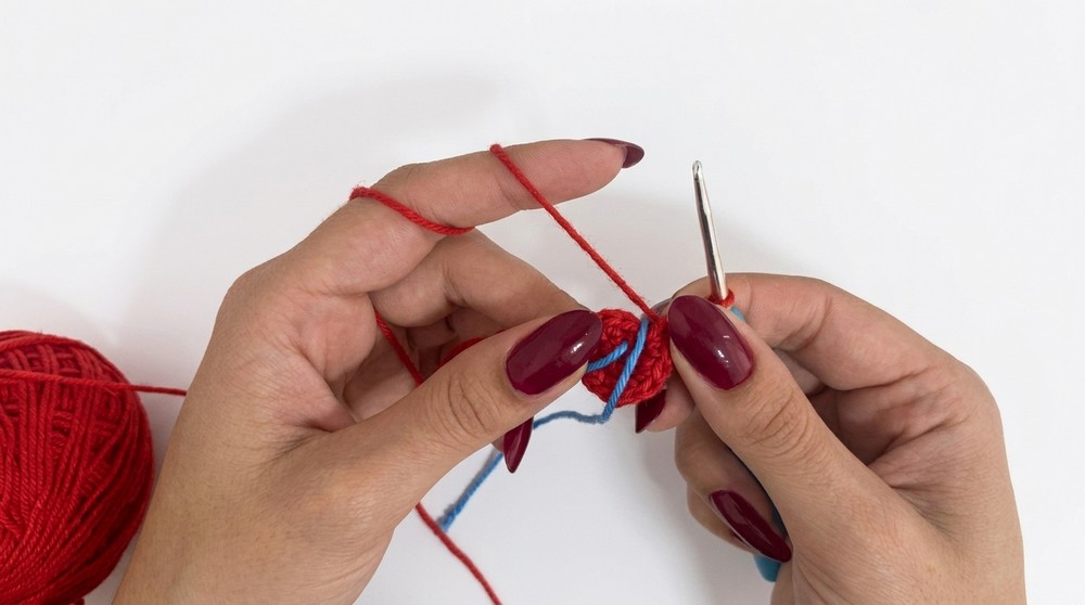 Crochet Cherry Keychain Pattern 1