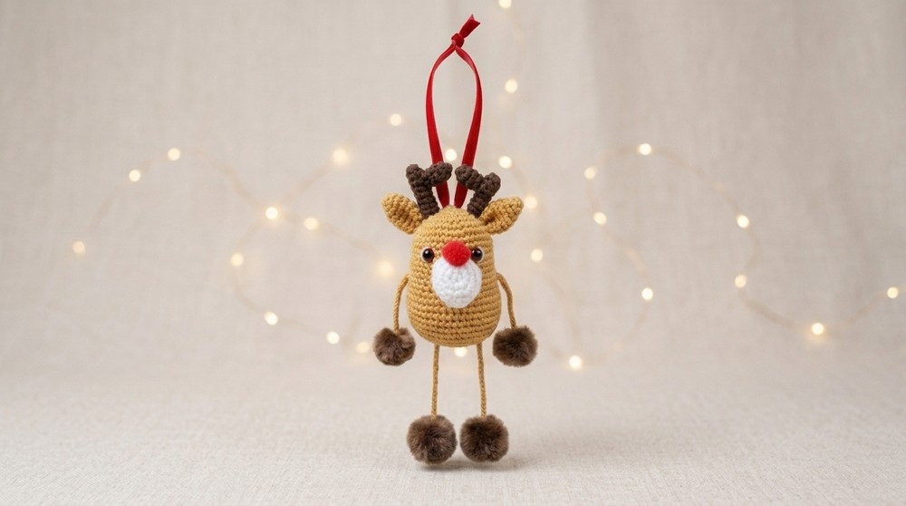 Crochet Reindeer Ornament Pattern 4